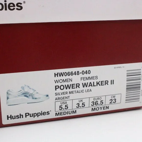 Hush Puppies Shoes Womens Silver Metallic Leather Power Walker II Size 5.5 NIB - Picture 3 of 11